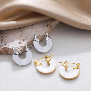 Round Disc Metal Shell Earrings for Women Girls