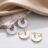 Round Disc Metal Shell Earrings for Women Girls