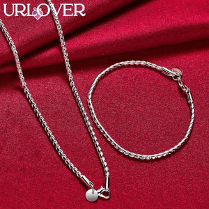 925 Sterling Silver Snake Chain Necklace Bracelets Set