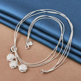 925 Silver Rose Jewelry Set for Women Wedding Engagement Party