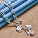 925 Silver Rose Jewelry Set for Women Wedding Engagement Party