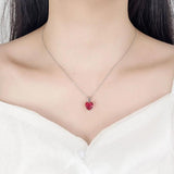 925 Silver Heart Zircon Jewelry Set Earrings Necklace Wedding Bridal