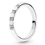 925 Silver Ring Golden Shine Stones Stripes Knotted Heart Symbol Love