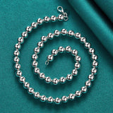 925 Silver 8mm Beaded Chain Set Wedding Party Jewelry