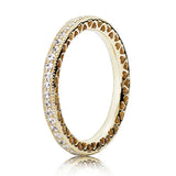 925 Silver Rose Sparkling Droplet Stack Hearts Ring Crystal Women Gift