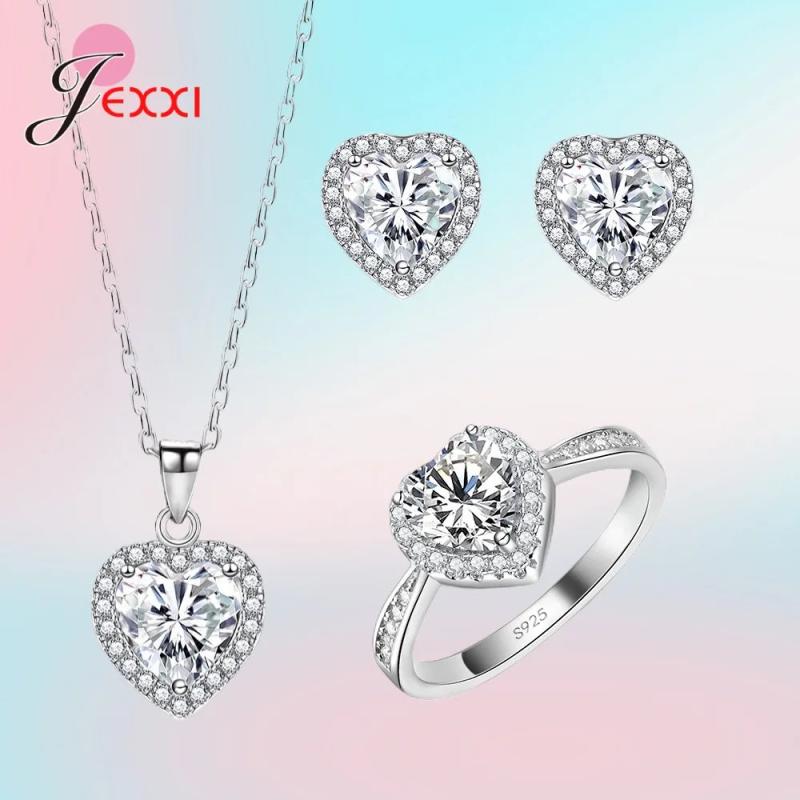 925 Silver Heart Shape Wedding Jewelry Set for Women