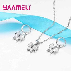 925 Silver Bowknot Pendant Earring Set for Women