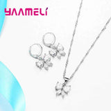 925 Silver Bowknot Pendant Earring Set for Women