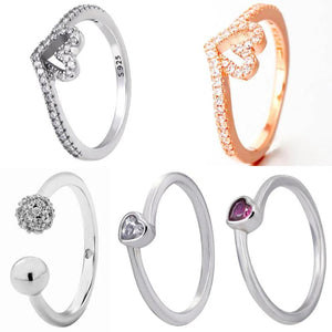 925 Silver Open Wishbone Heart Tilted Heart Ring