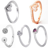 925 Silver Open Wishbone Heart Tilted Heart Ring