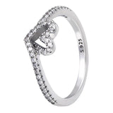 925 Silver Open Wishbone Heart Tilted Heart Ring