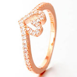925 Silver Open Wishbone Heart Tilted Heart Ring