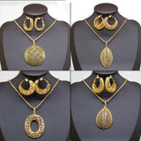 Dubai 18K Plating Jewelry Set for Women Large Drop Earrings and Pendant