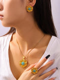 Dubai 3-Piece Bridal Jewelry Set Necklace Earrings Ring Women's Wedding Party