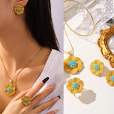 Dubai 3-Piece Bridal Jewelry Set Necklace Earrings Ring Women's Wedding Party
