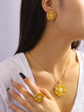 Dubai 3-Piece Bridal Jewelry Set Necklace Earrings Ring Women's Wedding Party