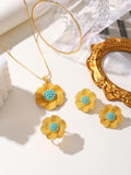 Dubai 3-Piece Bridal Jewelry Set Necklace Earrings Ring Women's Wedding Party
