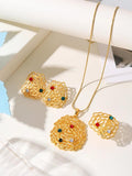 Dubai 3-Piece Bridal Jewelry Set Necklace Earrings Ring Women's Wedding Party