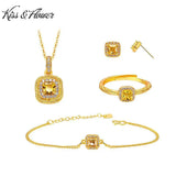 24KT Jewelry Set for Women Bride - Necklace, Ring, Earrings, Bracelet