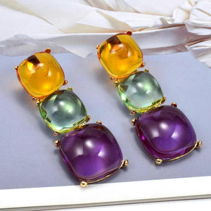 Multicolor Resin Pendant Earrings Geometric Acrylic Drop Earrings