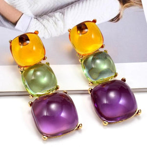 Multicolor Resin Pendant Earrings Geometric Acrylic Drop Earrings