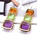Multicolor Resin Pendant Earrings Geometric Acrylic Drop Earrings