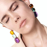 Multicolor Resin Pendant Earrings Geometric Acrylic Drop Earrings