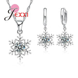 Snowflake 925 Sterling Silver Crystal Wedding Bridal Jewelry Set