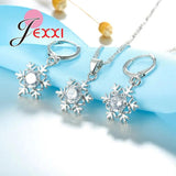 Snowflake 925 Sterling Silver Crystal Wedding Bridal Jewelry Set