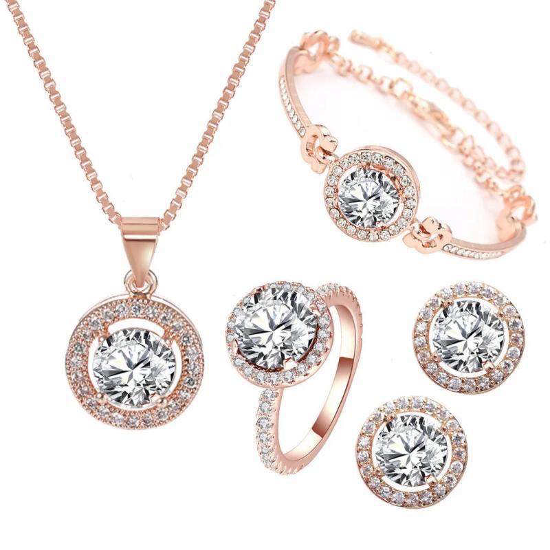 Classic CZ Jewelry Set Titanium Steel for Women