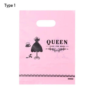 50Pcs Plastic Gift Bags With Handle Candy Cookie Pocket Packaging Handbag