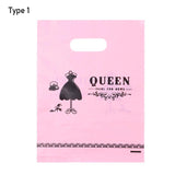 50Pcs Plastic Gift Bags With Handle Candy Cookie Pocket Packaging Handbag