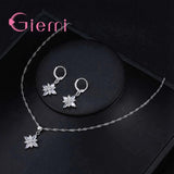 Flower Shaped Pendant 925 Silver Women Jewelry Set