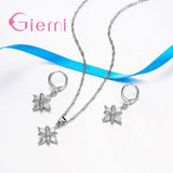 Flower Shaped Pendant 925 Silver Women Jewelry Set