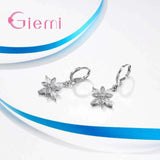 Flower Shaped Pendant 925 Silver Women Jewelry Set