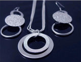925 Silver Wedding Geometric Pendant Necklace Set