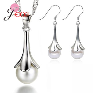 Freshwater Pearl Jewelry Set 925 Silver Necklace Earring