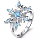 925 Silver Snow Flower Jewelry Set for Women Wedding Engagement CZ