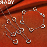 925 Sterling Silver Five Heart Jewelry Set for Women