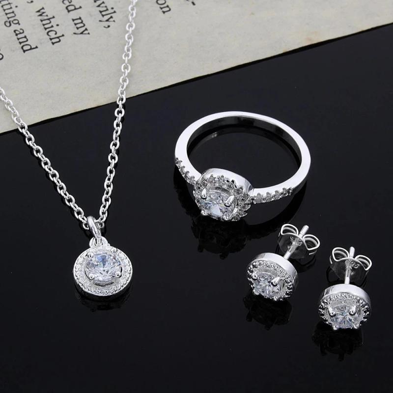 925 Sterling Silver Crystal CZ Jewelry Set