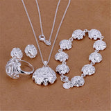 925 Sterling Silver Rose Flower Jewelry Set for Women Party