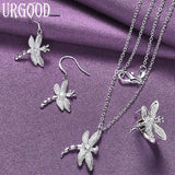 925 Silver Dragonfly Set Women Birthday Engagement Wedding