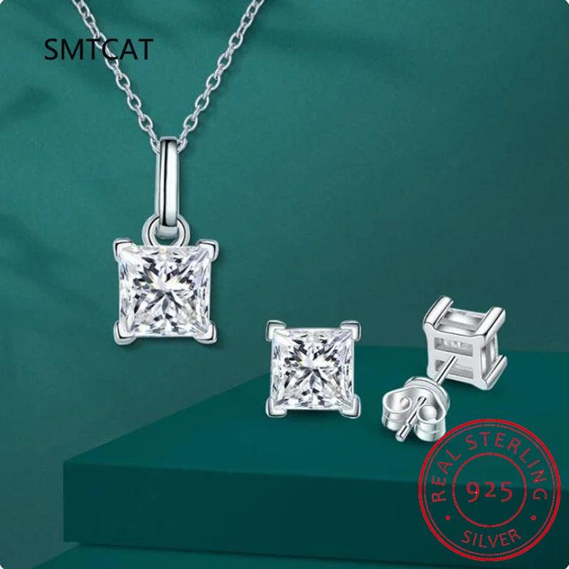 Princess Cut Moissanite Jewelry Set 925 Sterling Silver