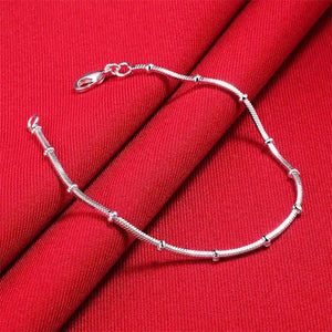 925 Sterling Silver Fine Beads Snake Bone Chain Jewelry Set