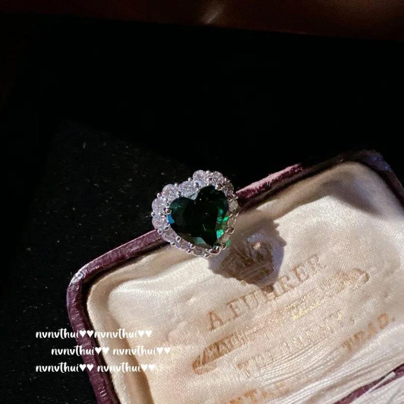 925 Silver Heart Wedding Jewelry Set - Zircon Ring Earrings Necklace