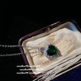 925 Silver Heart Wedding Jewelry Set - Zircon Ring Earrings Necklace