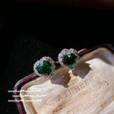 925 Silver Heart Wedding Jewelry Set - Zircon Ring Earrings Necklace