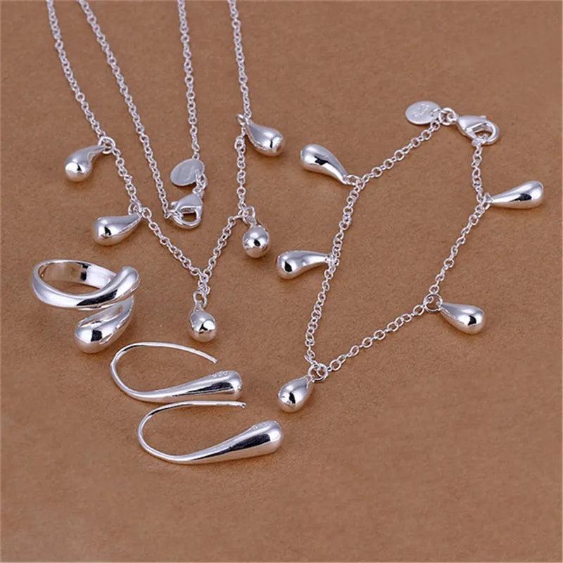 925 Silver Water Droplets Bracelet Set for Women