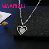Sparkly CZ Crystal Necklace+Earrings Set 925 Silver
