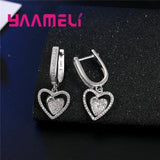 Sparkly CZ Crystal Necklace+Earrings Set 925 Silver